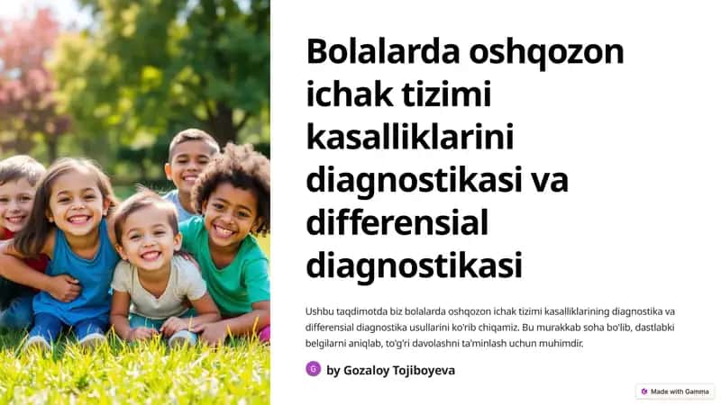 Oshqozon ichak tizimi kasalliklarining diagnostika va differensial diagnostika 1