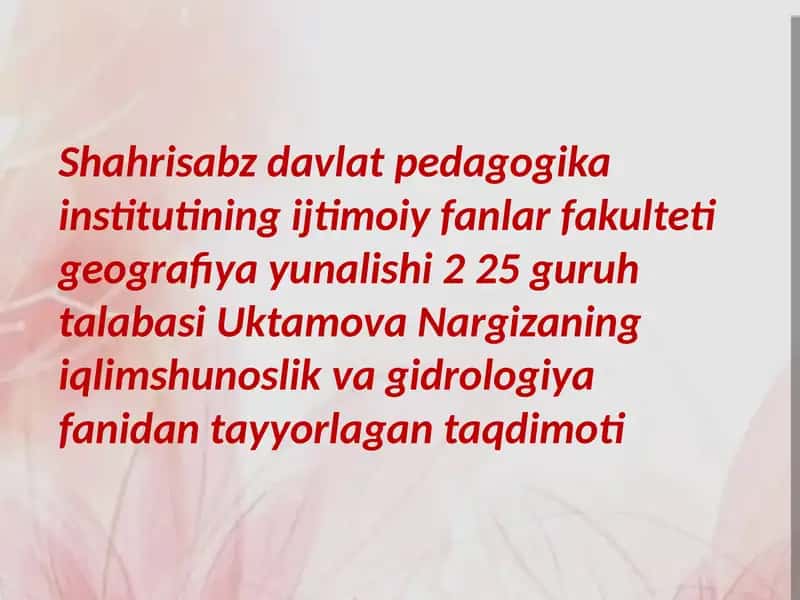 Atmosferada suv bugʻining kondensatsiya va sublimatsiya shartlari 1