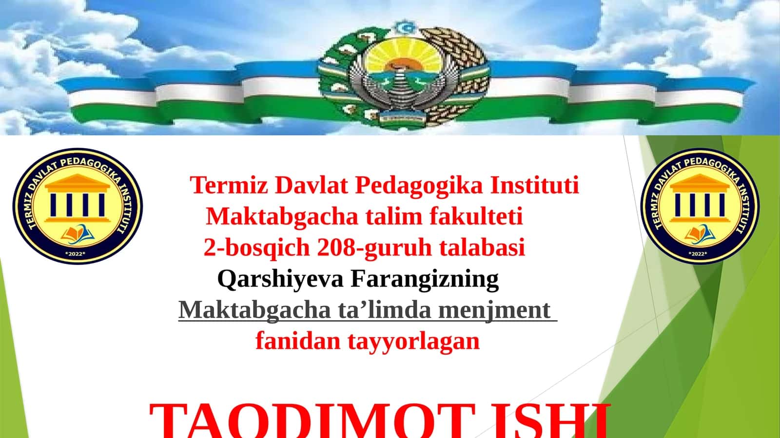 MAKTABGACHATA'LIMTASHKILOTLARIDAMENEJMENT 1