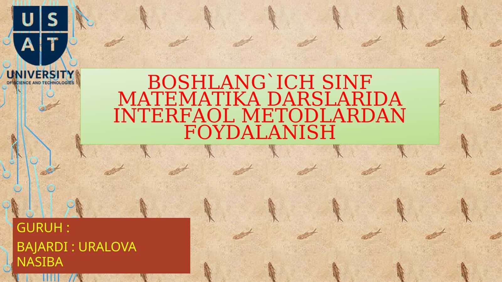 Boshlang`ich sinf matematika darslarida interfaol metodlardan foydalanish 1