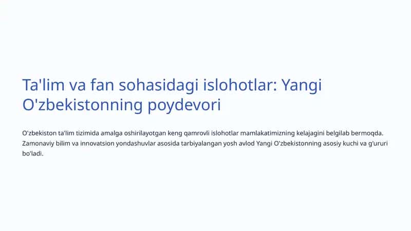 Yangi O'zbekistonning poydevori 1
