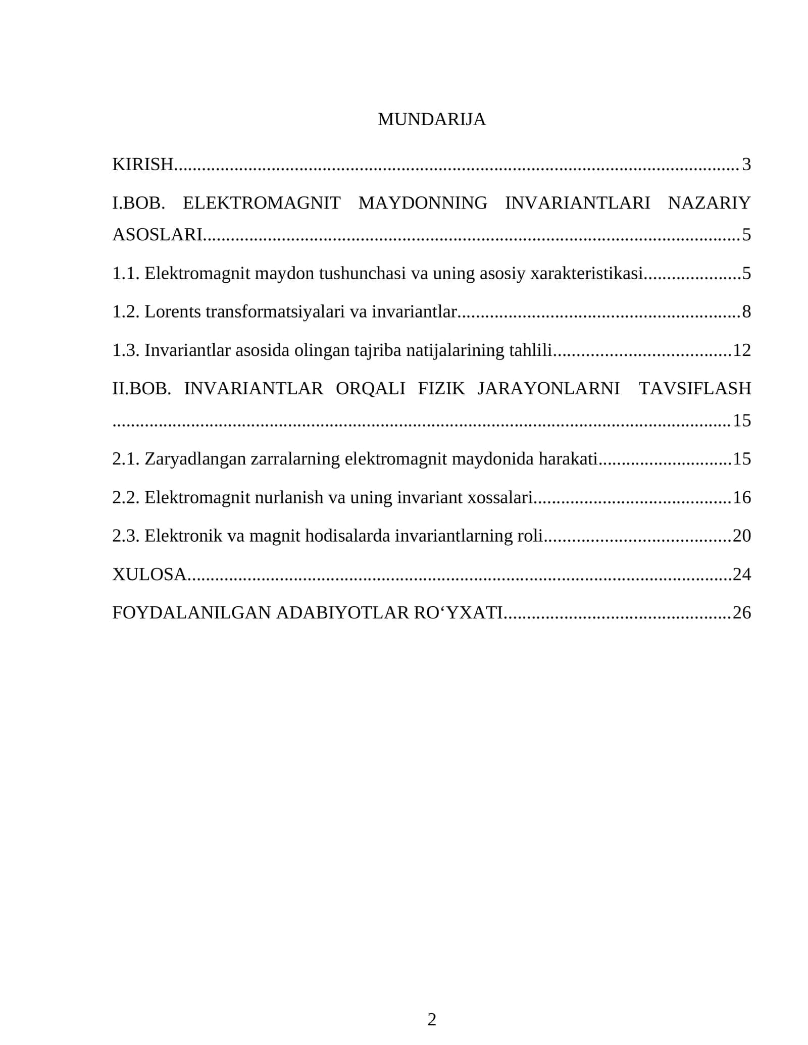ELEKTROMAGNIT MAYDONNING LORENS INVARIANTLARI VA ULAR ORQALI FIZIK JARAYONLARNI TAVSIFI.docx 1