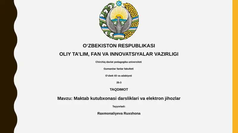 Maktab kutubxonasi darsliklari va elektron jihozlar 1