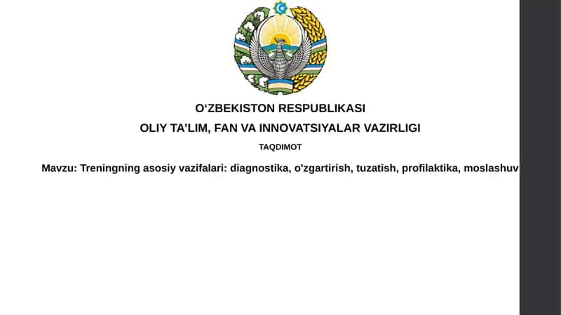 Treningning asosiy vazifalari 1