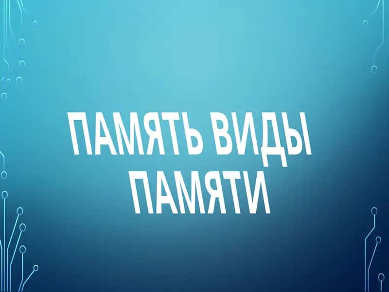 ПАМЯТЬ ВИДЫ 1