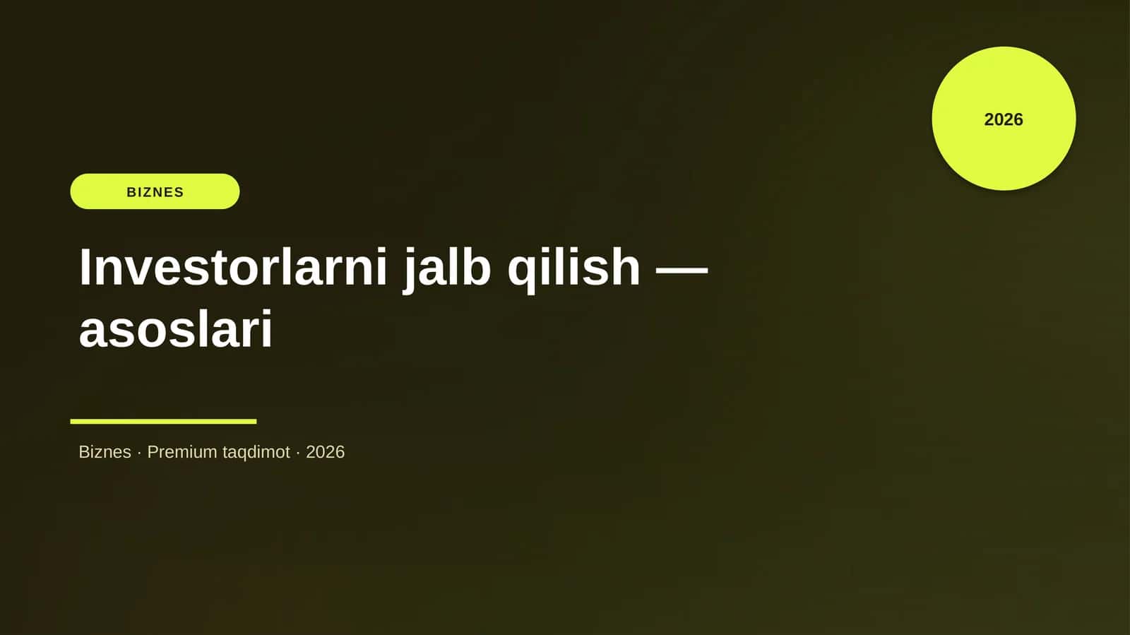 Investorlarni jalb qilish — asoslari 1