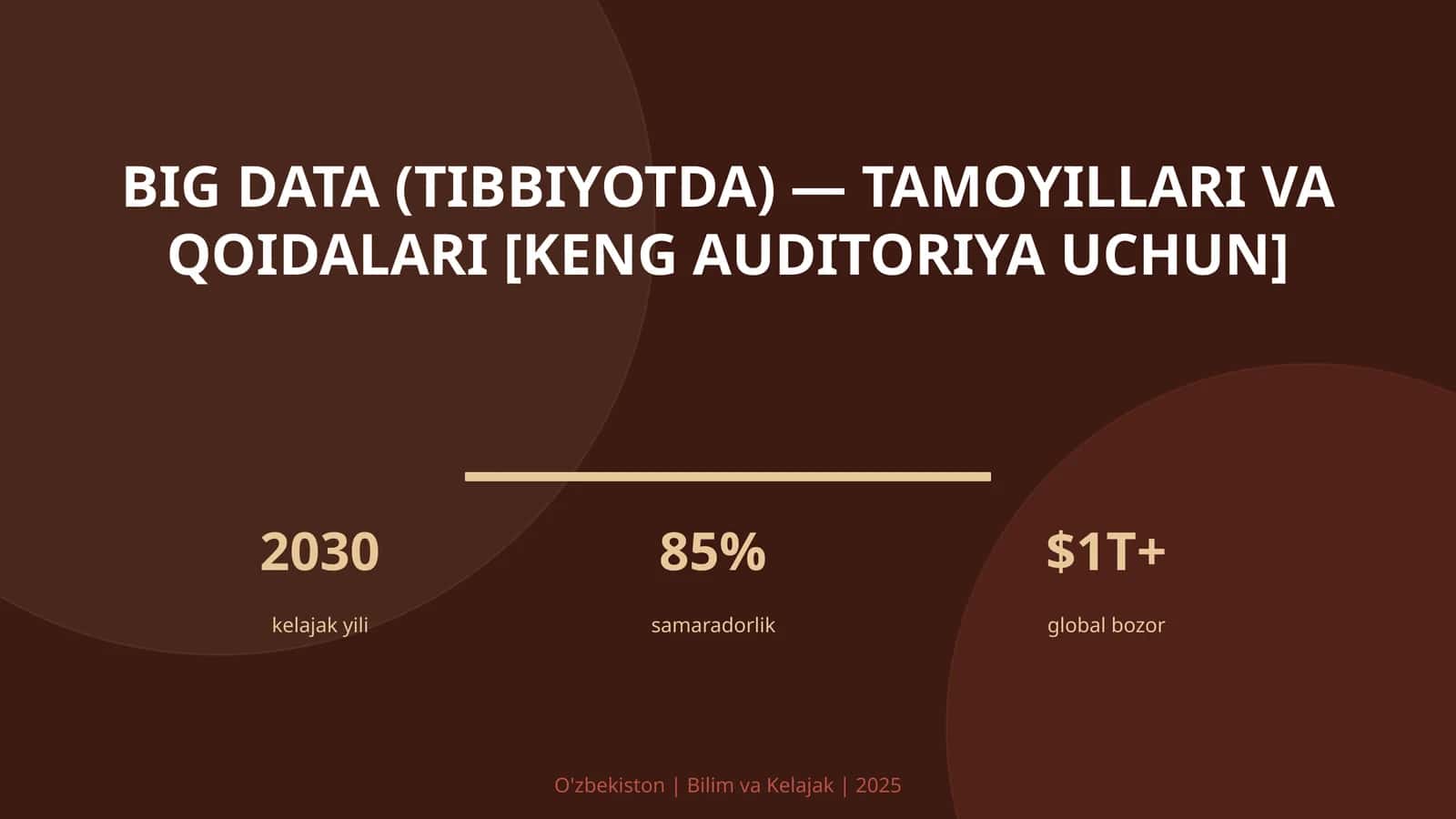 BIG DATA (TIBBIYOTDA) — TAMOYILLARI VA QOIDALARI [KENG AUDITORIYA UCHUN] 1