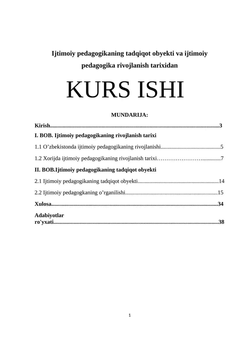 Ijtimoiy Pedagogika Rivojlanishi 1