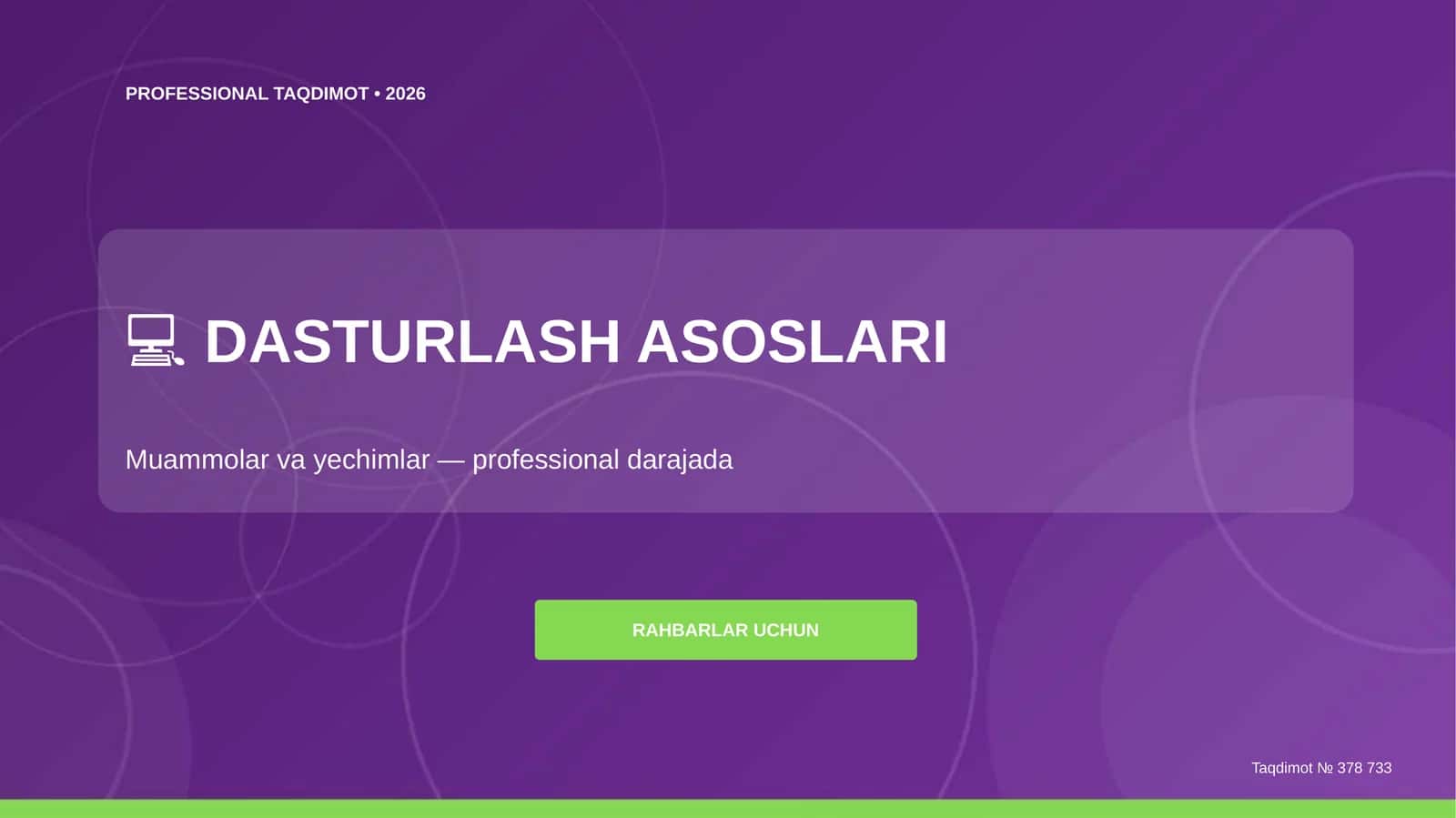Dasturlash asoslari: muammolar va yechimlar (professional darajada) 1