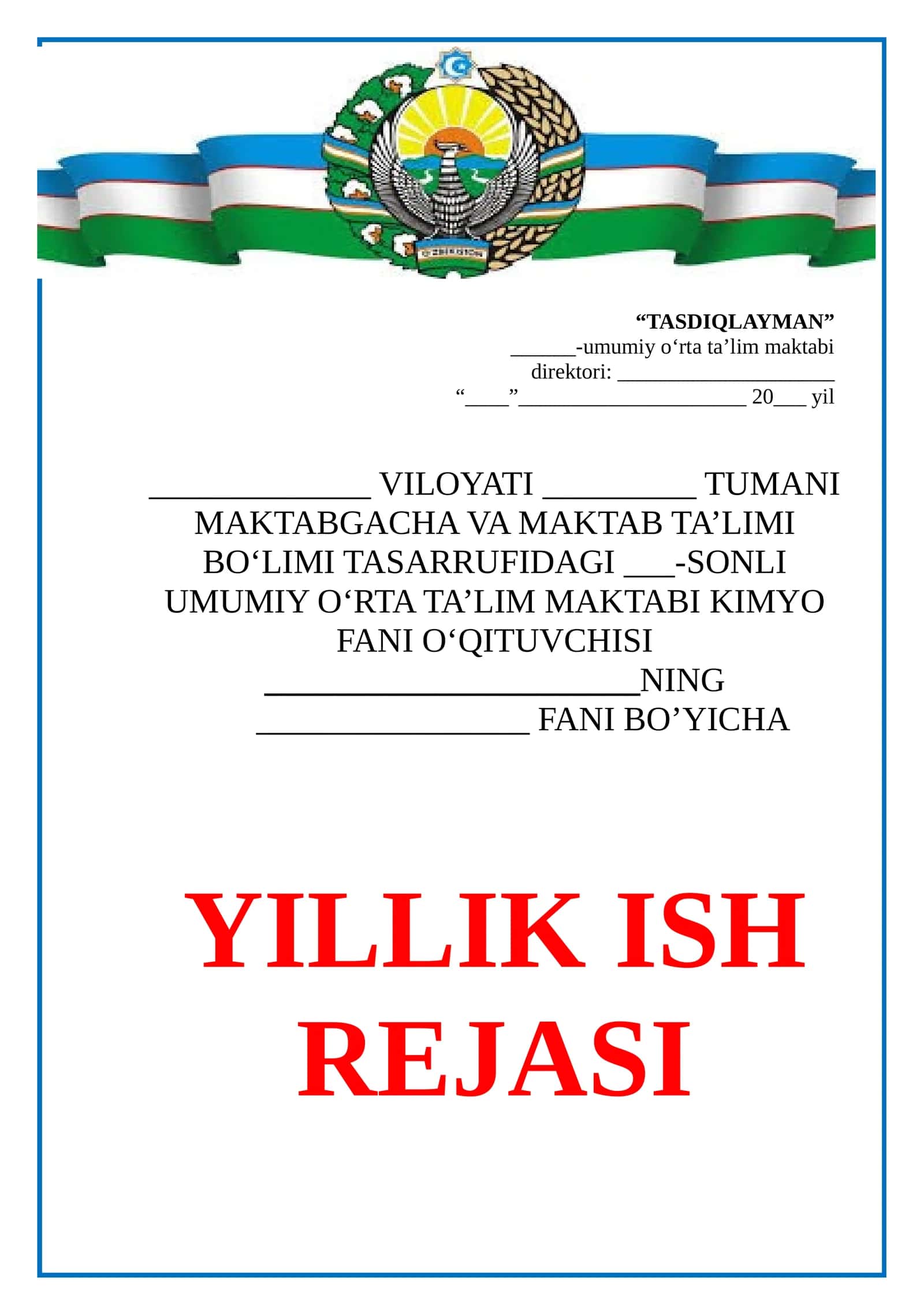 Yillik ish reja yuzi 1