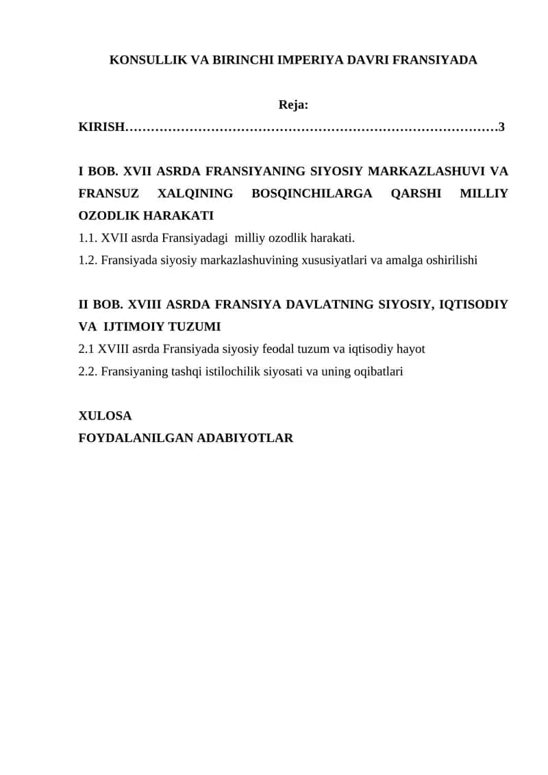 KONSULLIK VA BIRINCHI IMPERIYA DAVRI FRANSIYADA 1
