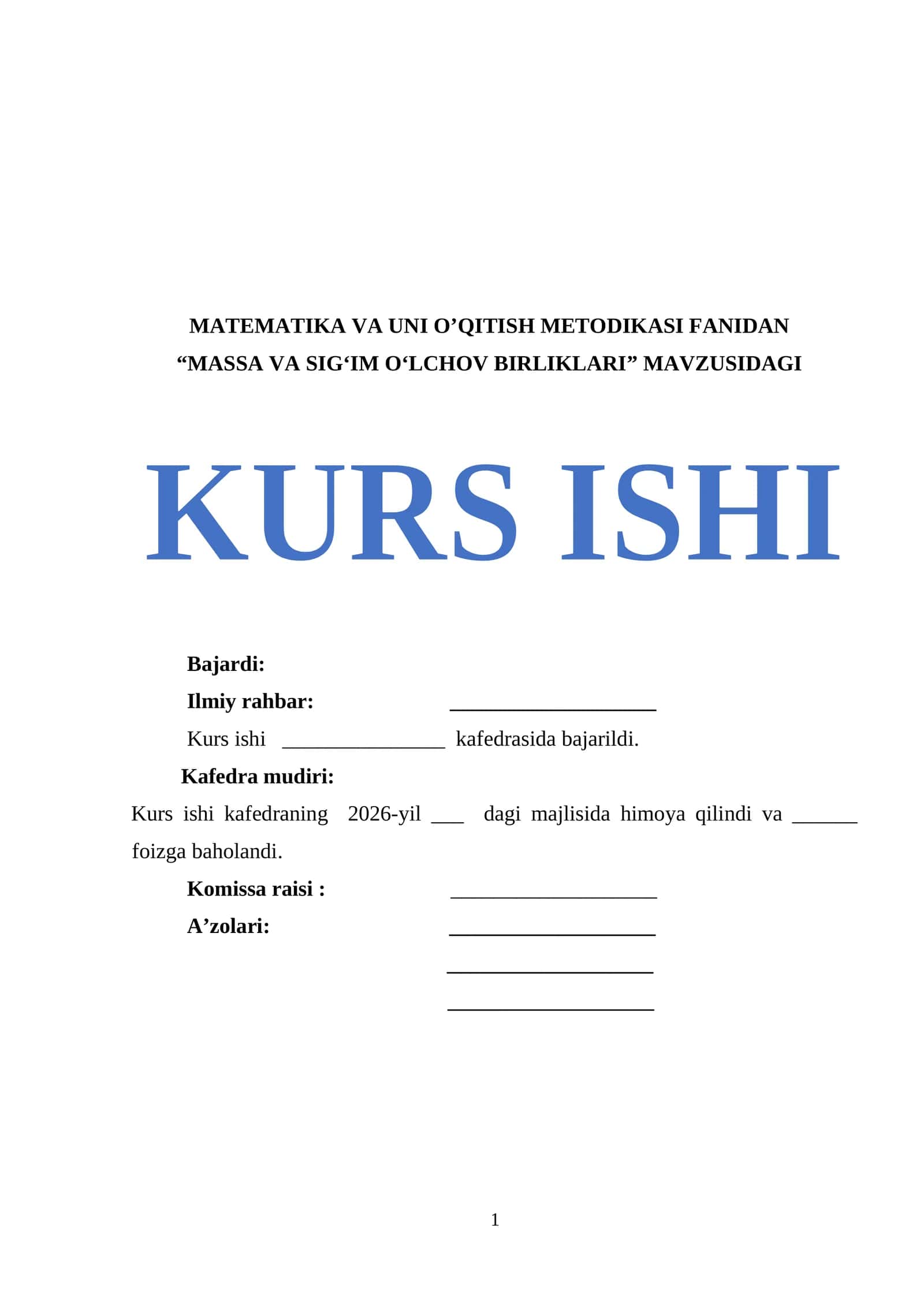 MASSA VA SIGʻIM OʻLCHOV BIRLIKLARI 1