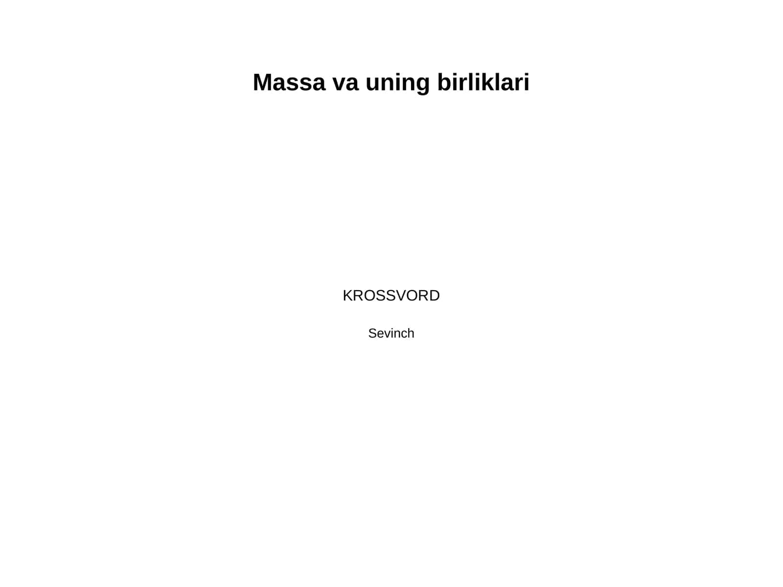 Massa va uning birliklari 1