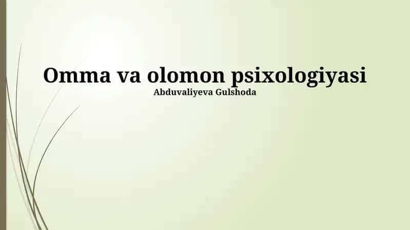 Omma va olomon psixologiyasi 1