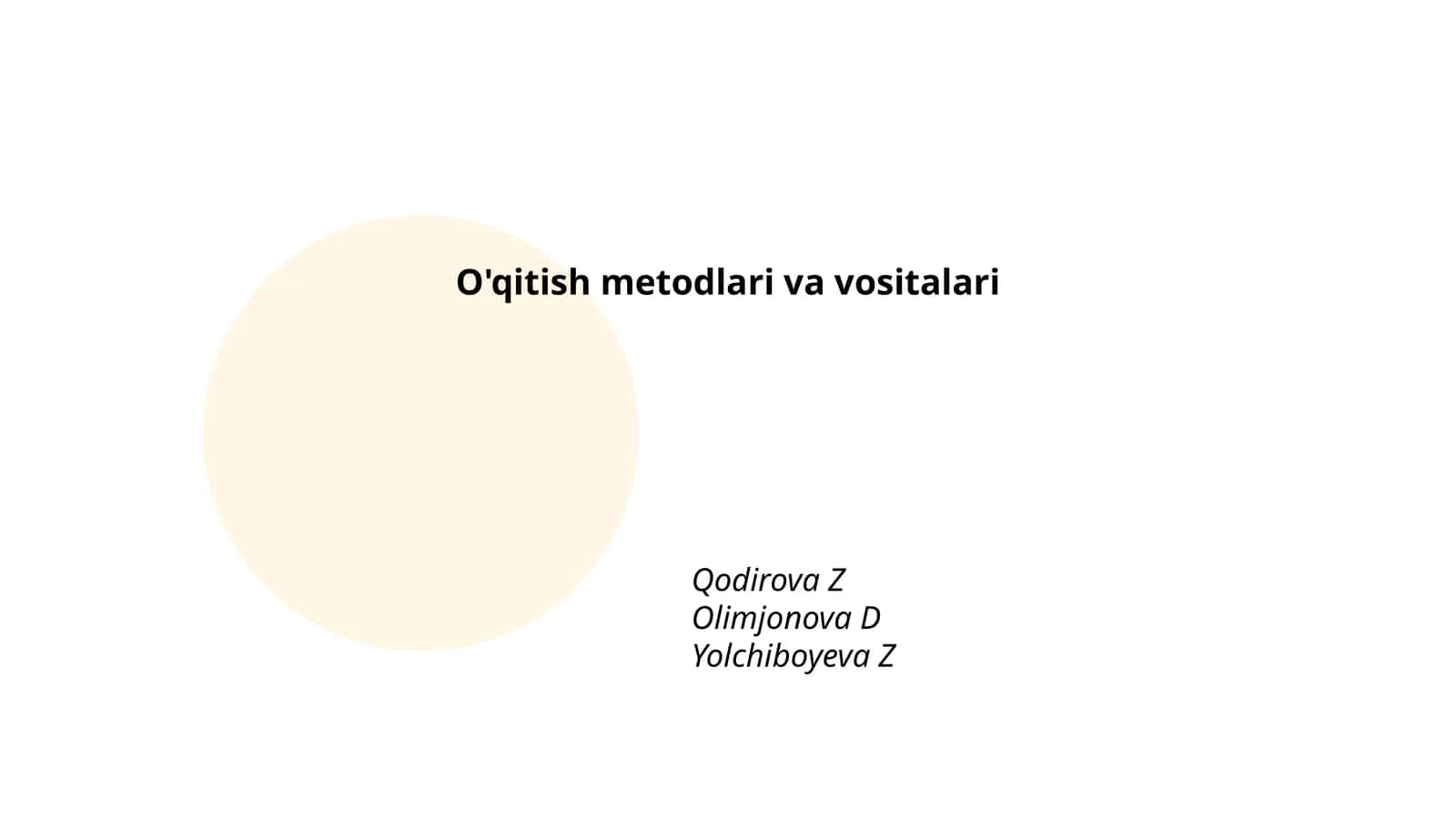 An'anaviy o'qitish metodlari 1