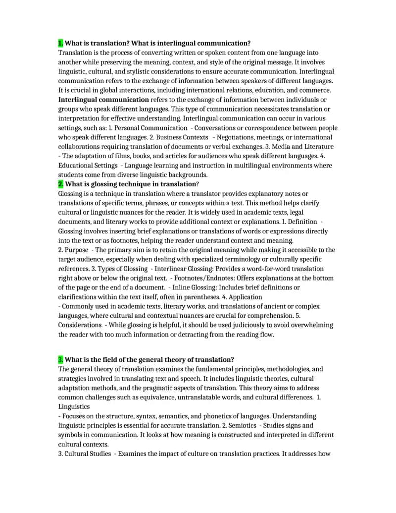 Glossing technique in translation 1