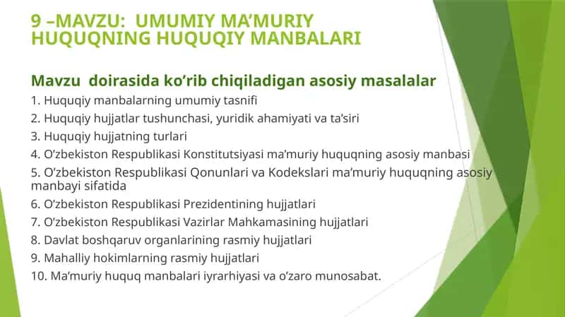 Umumiy ma'muriy huquqning manbalari 1