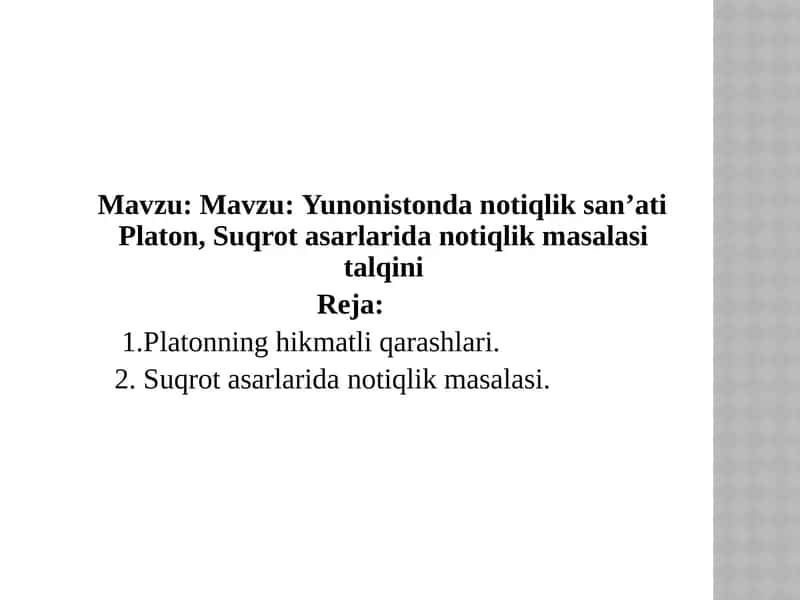 Yunoniston dotiqlik san'ati Platon, Suqrot asarlarida notiqlik masalasi talqini 1
