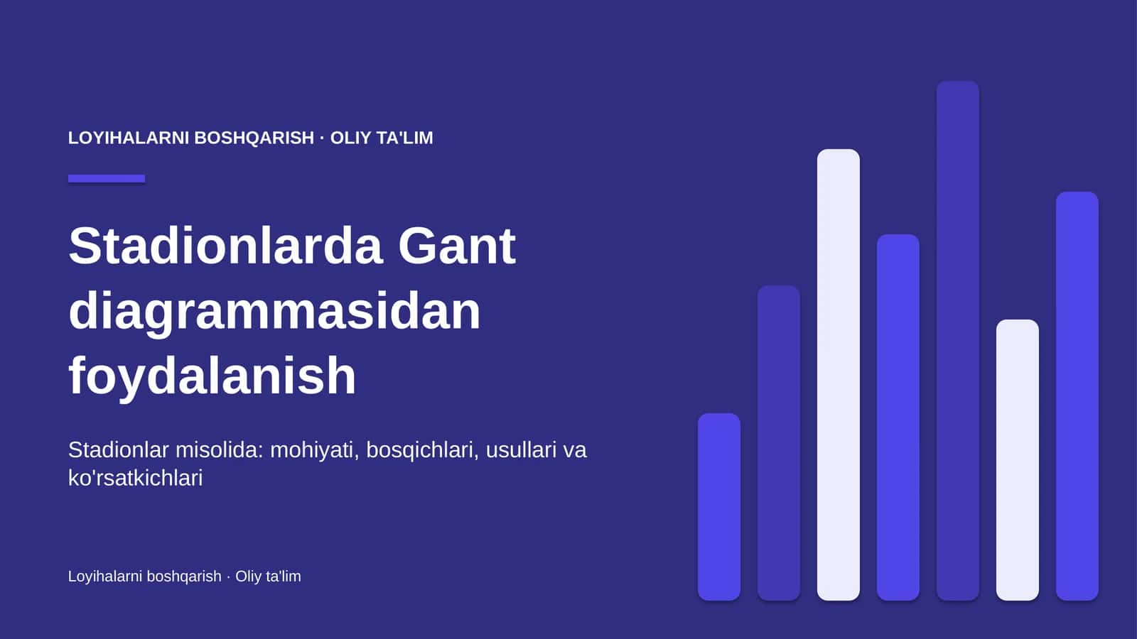 Stadionlarda Gant diagrammasidan foydalanish 1