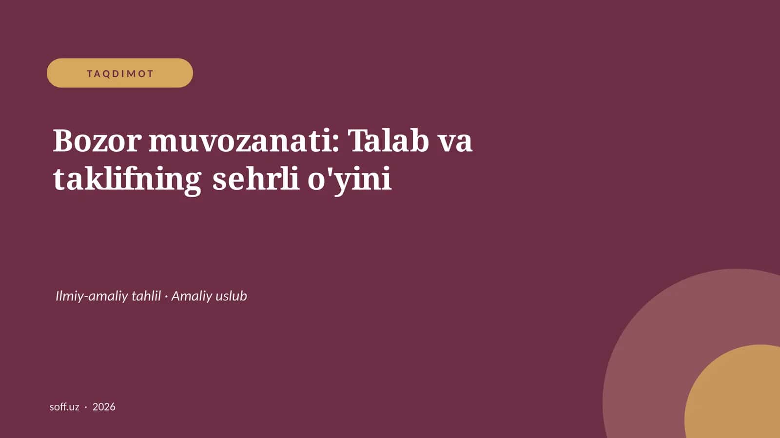 Bozor muvozanati: Talab va taklifning sehrli o'yini 1