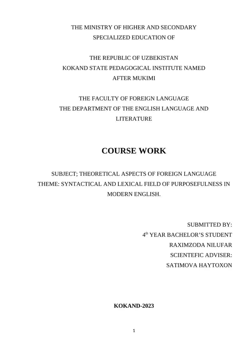 THEORETICAL ASPECTS OF FOREIGN LANGUAGE 1