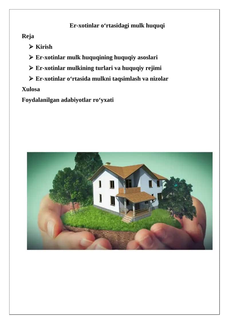 Er-xotinlar o‘rtasidagi mulk huquqi 1