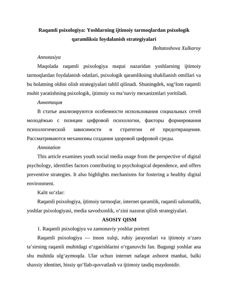 Raqamli psixologiya 1