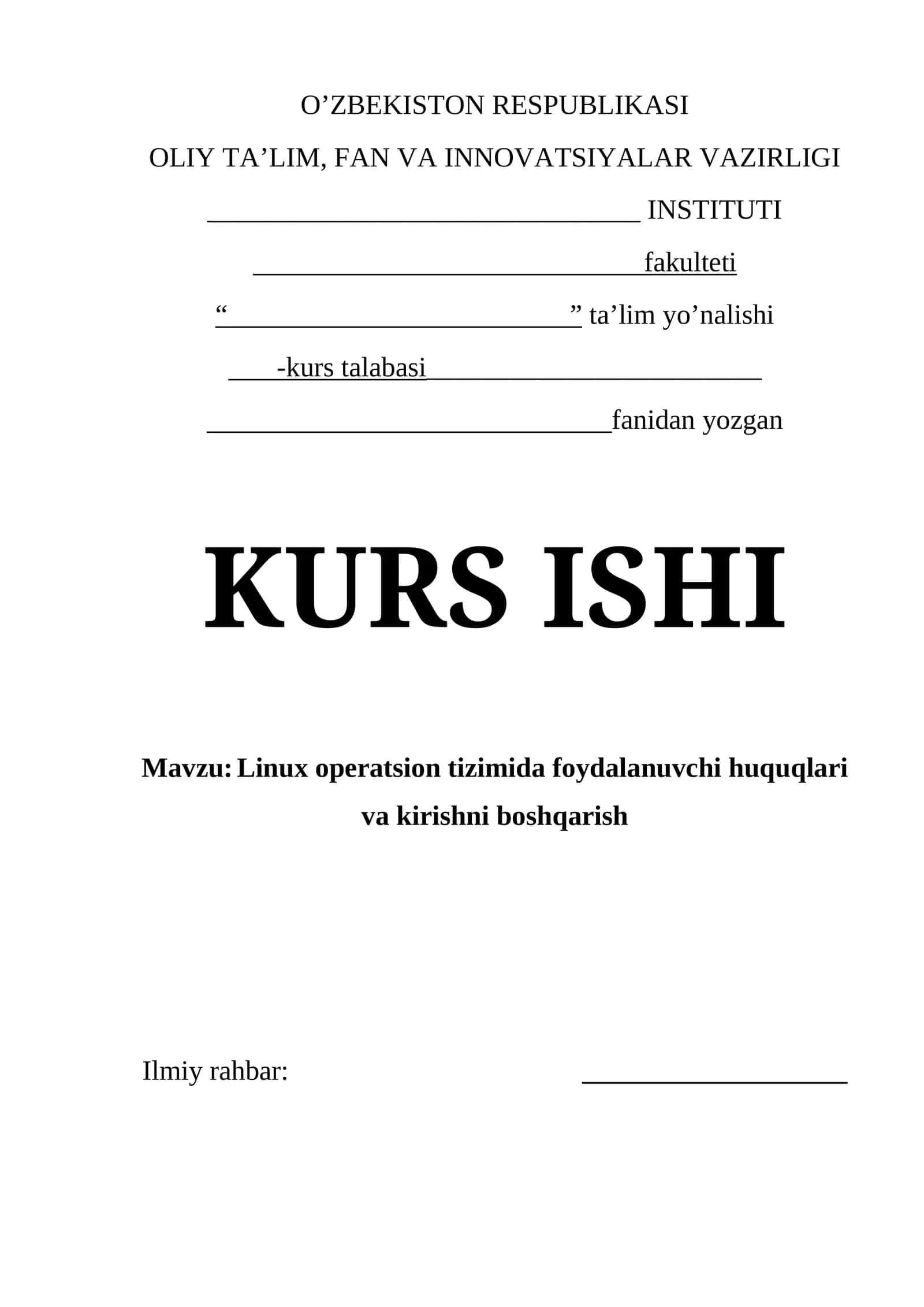 Linux operatsion tizimida foydalanuvchi huquqlari va kirishni boshqarish 1