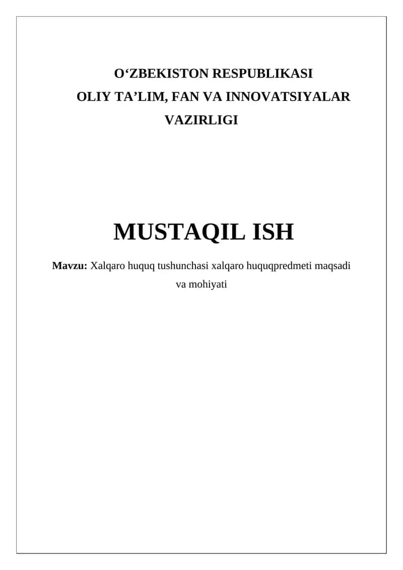 Xalqaro huquq tushunchasi xalqaro huquqpredmeti maqsadi va mohiyati 1