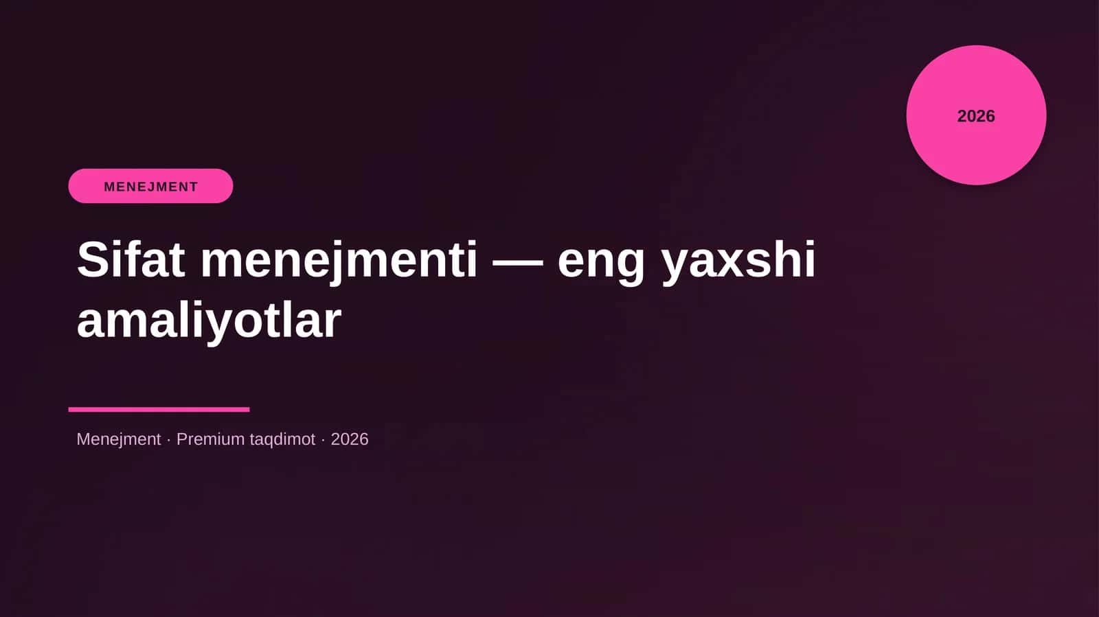 Sifat menejmenti — eng yaxshi amaliyotlar 1