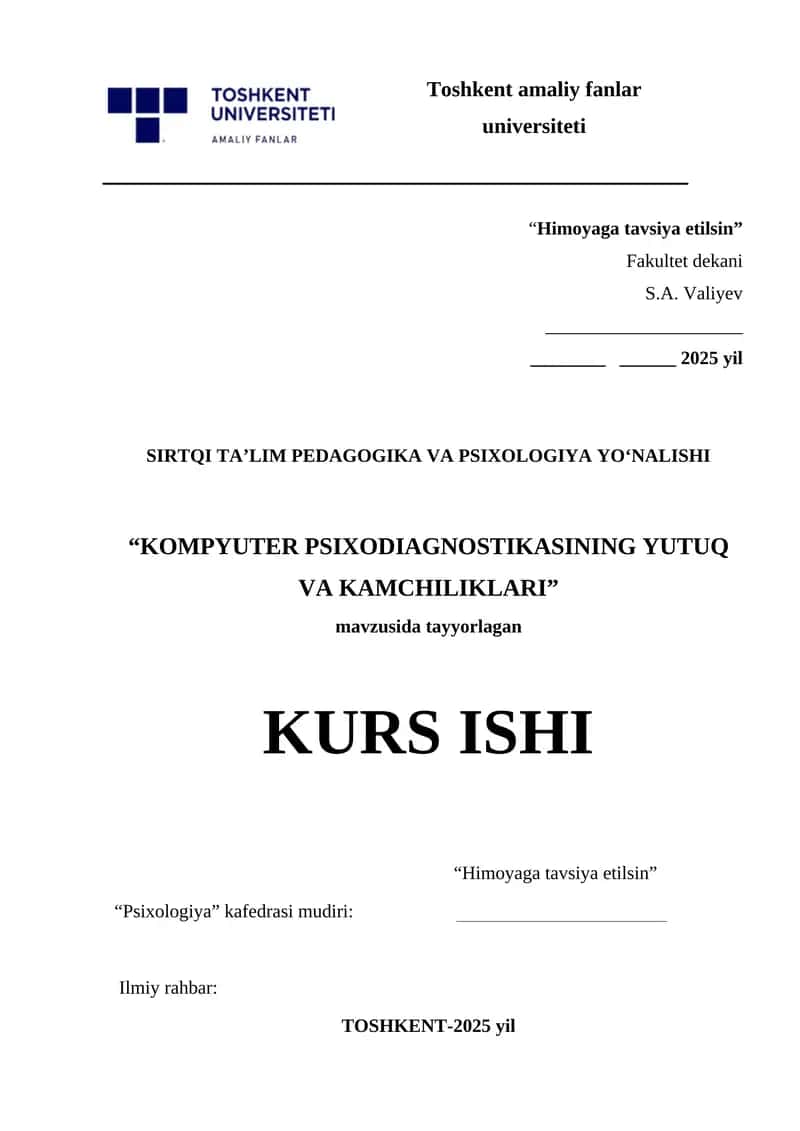 KOMPYUTER PSIXODIAGNOSTIKASINING YUTUQ VA KAMCHILIKLARI 1