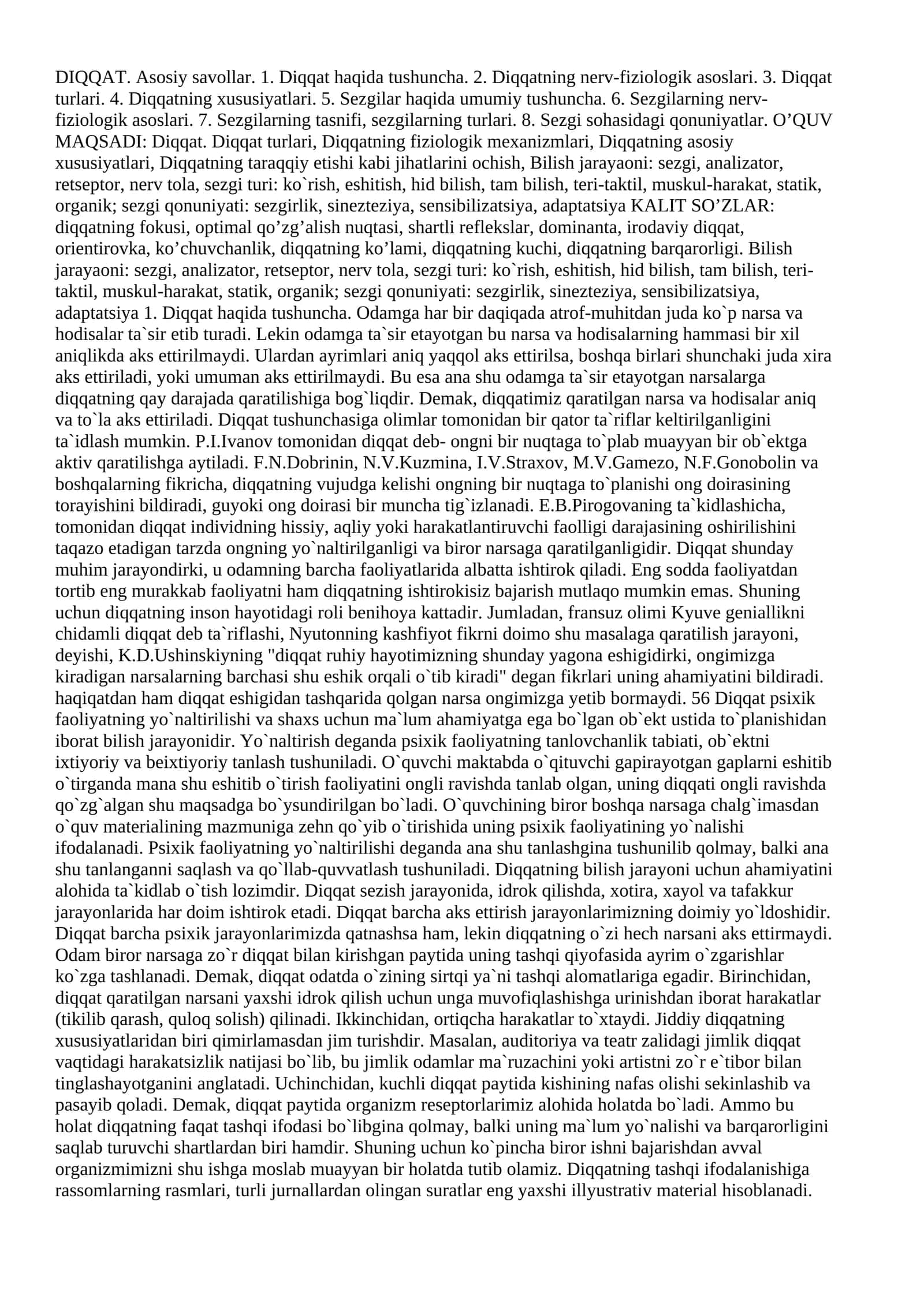 Diqqatning nerv-fiziologik asoslari 1