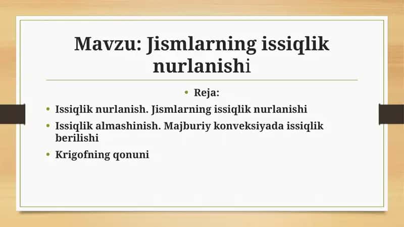 Jismlarning issiqlik nurlanishi 1