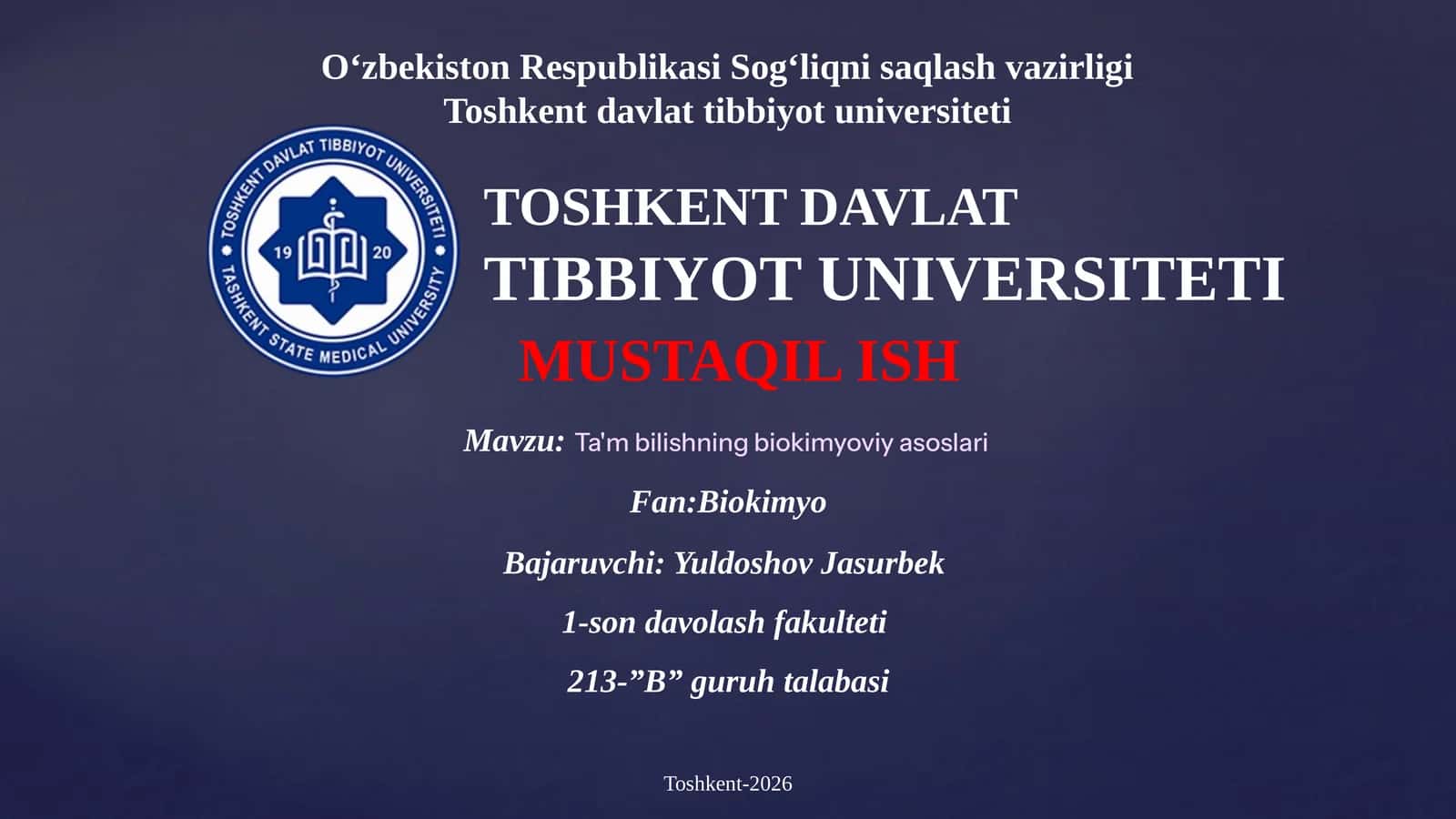 Ta'm bilishning biokimyoviy asoslari 1