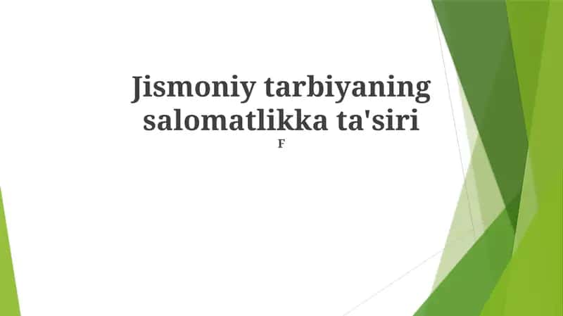 Jismoniy Tarbiya va Salomatlik 1