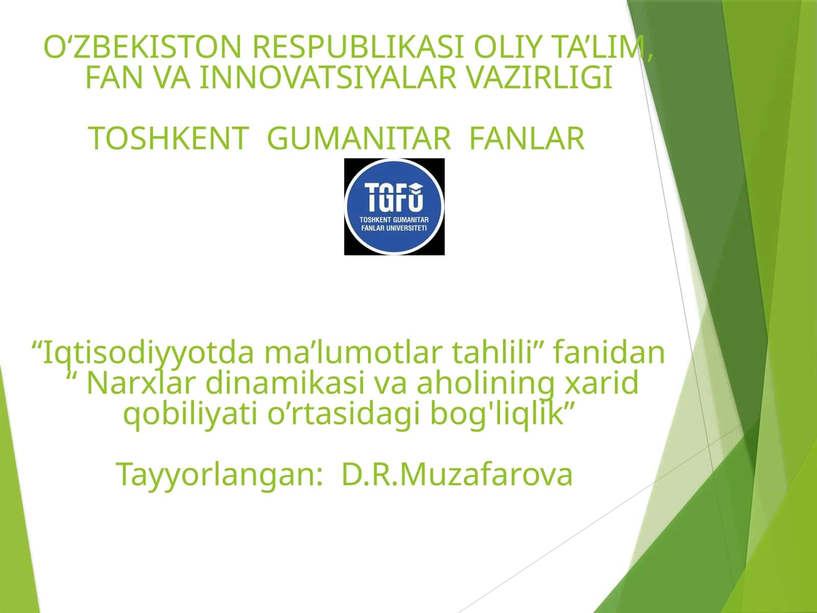 Iqtisodiyyotda ma’lumotlar tahlili 1
