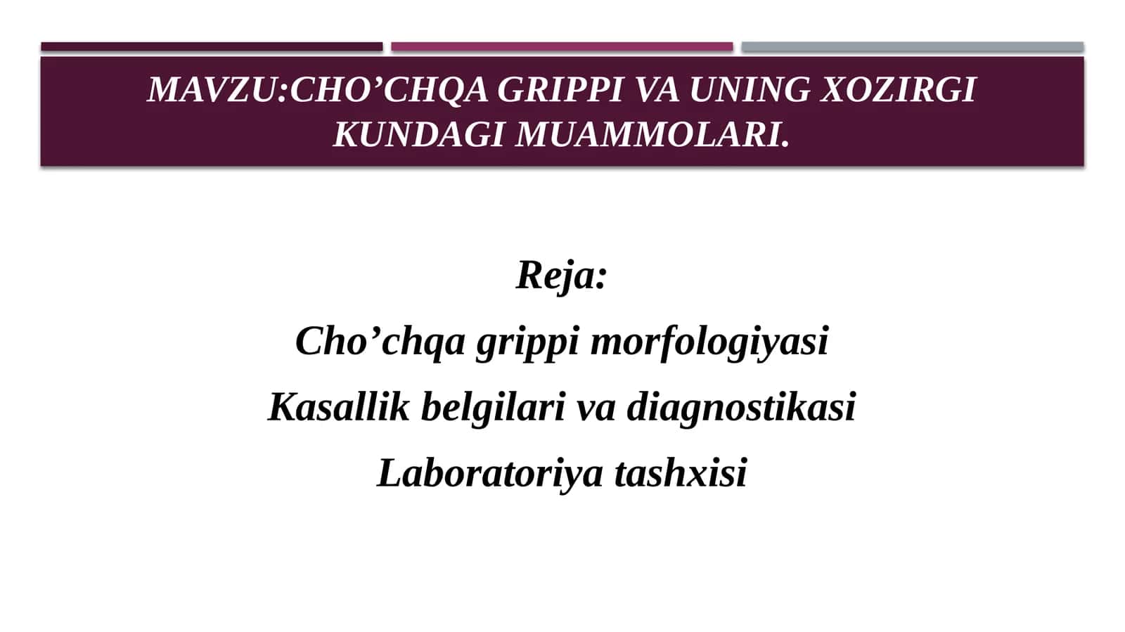 Cho’chqa grippi va uning xozirgi kundagi muammolari 1