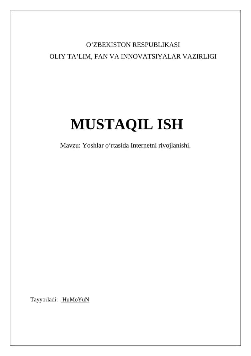 Yoshlar oʻrtasida Internetni rivojlanishi 1