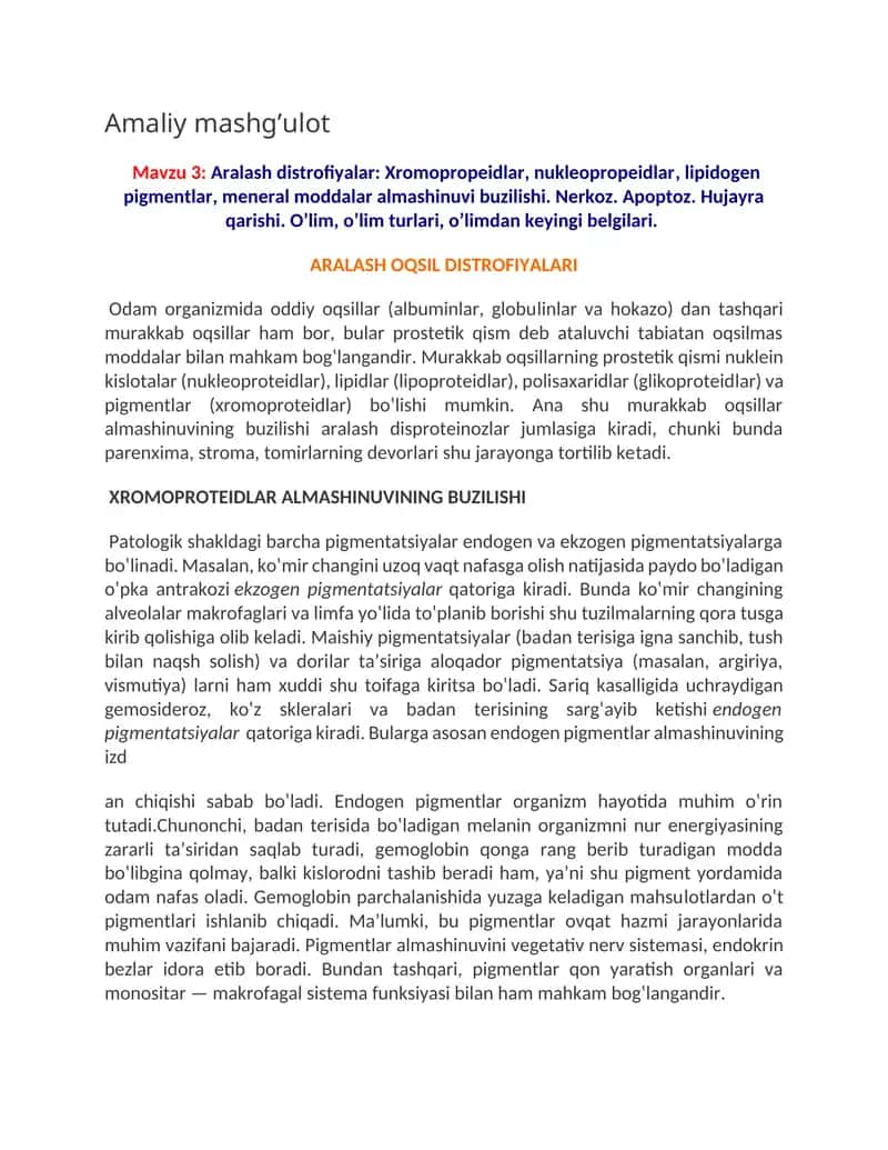 Aralash distrofiyalar: Xromopropeidlar, nukleopropeidlar 1