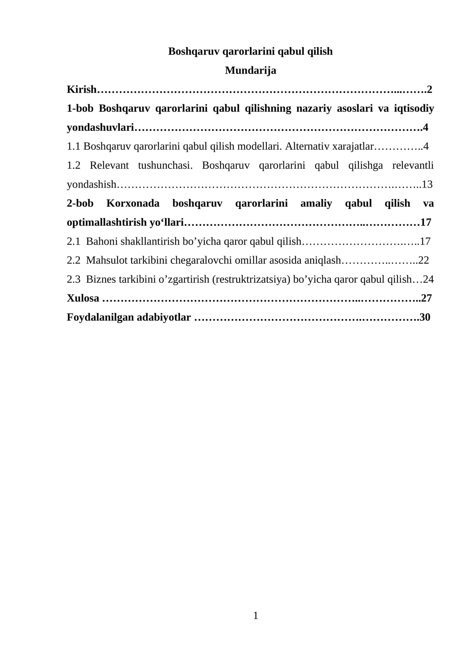 Boshqaruv qarorlarini qabul qilish 1