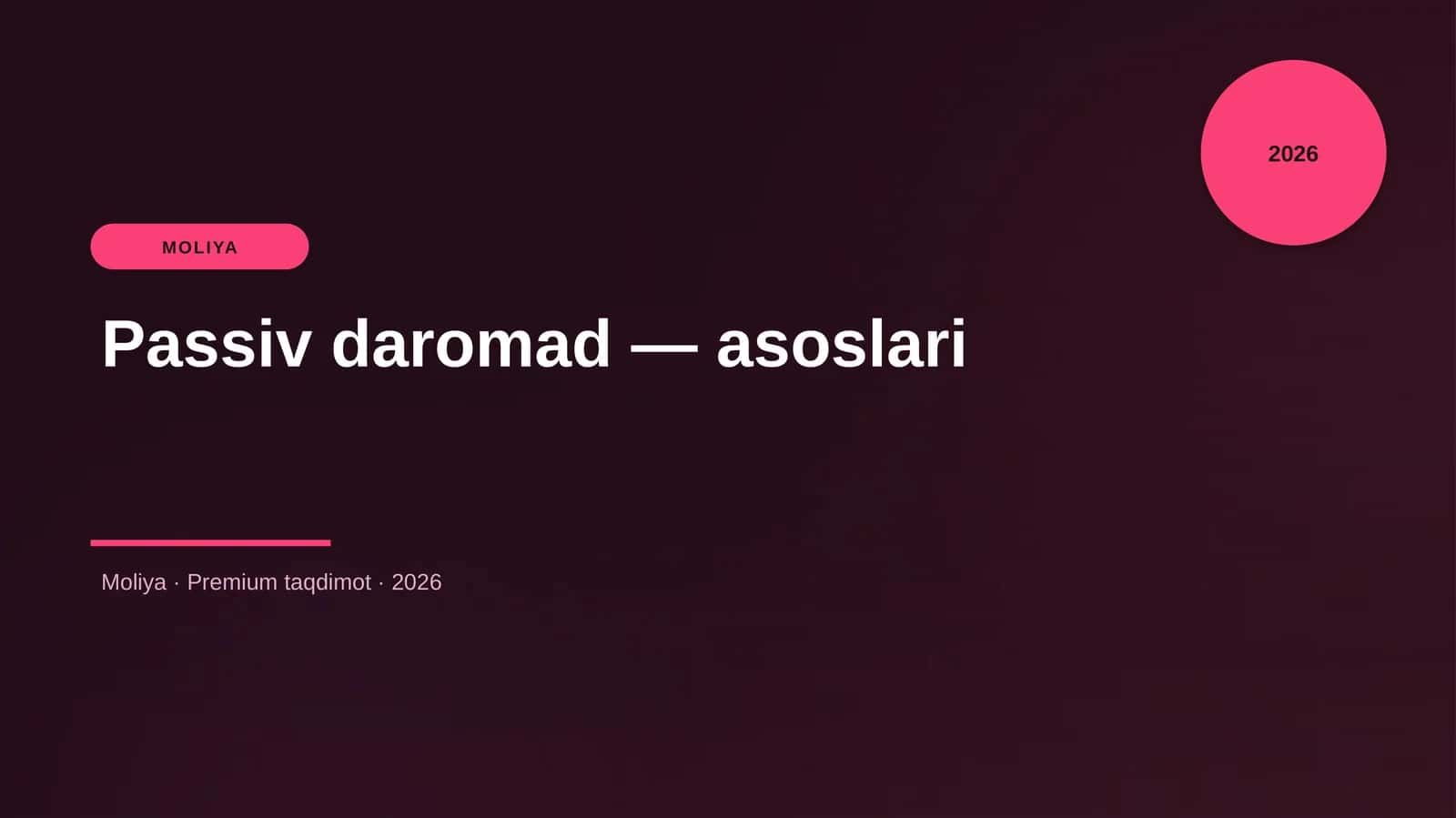 Passiv daromad — asoslari 1