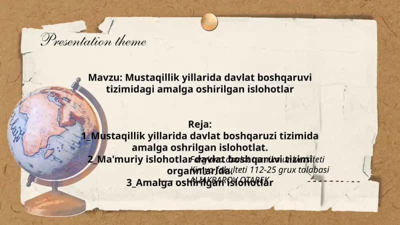 Mustaqillik yillarida davlat boshqaruvi tizimidagi amalga oshirilgan islohotlar 1
