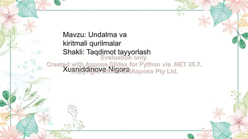 Undalma va kiritmali qurilmalar 1