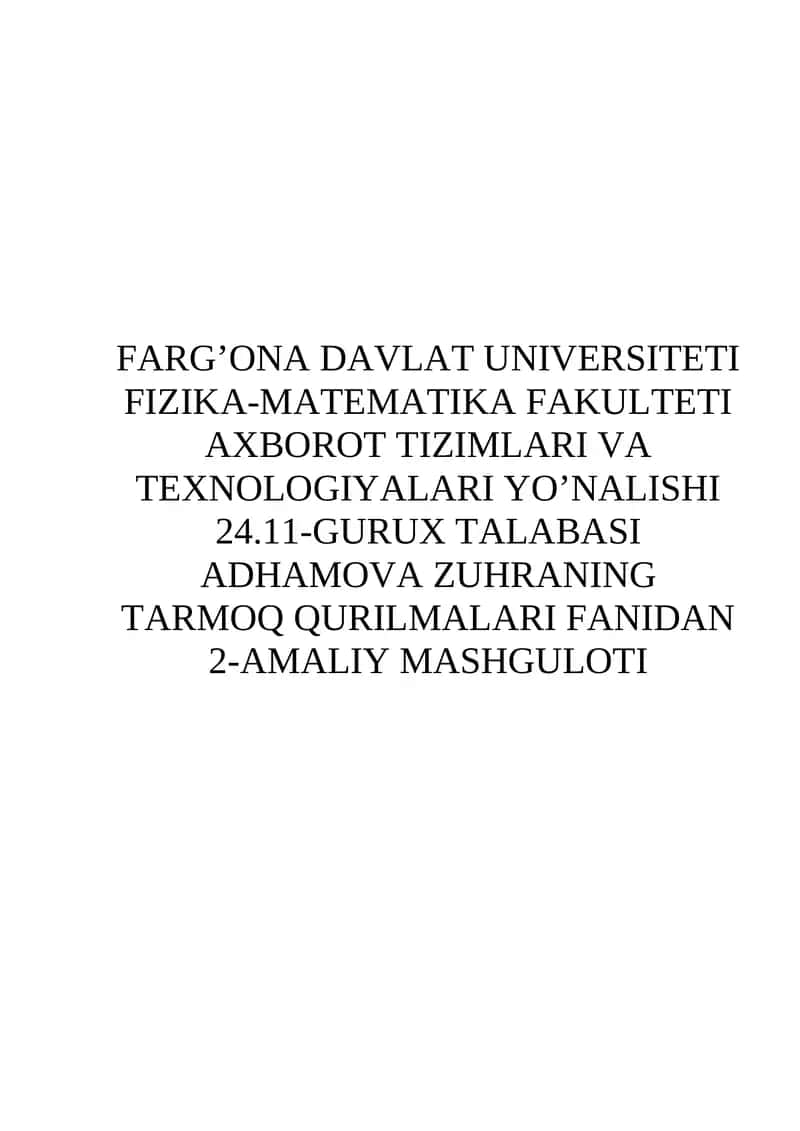Tarmoq qurishning asosiy tamoyillari 1