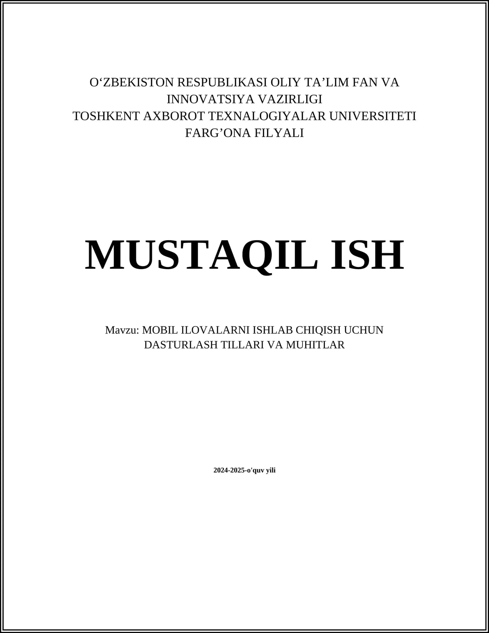 Java dasturlash tili 1