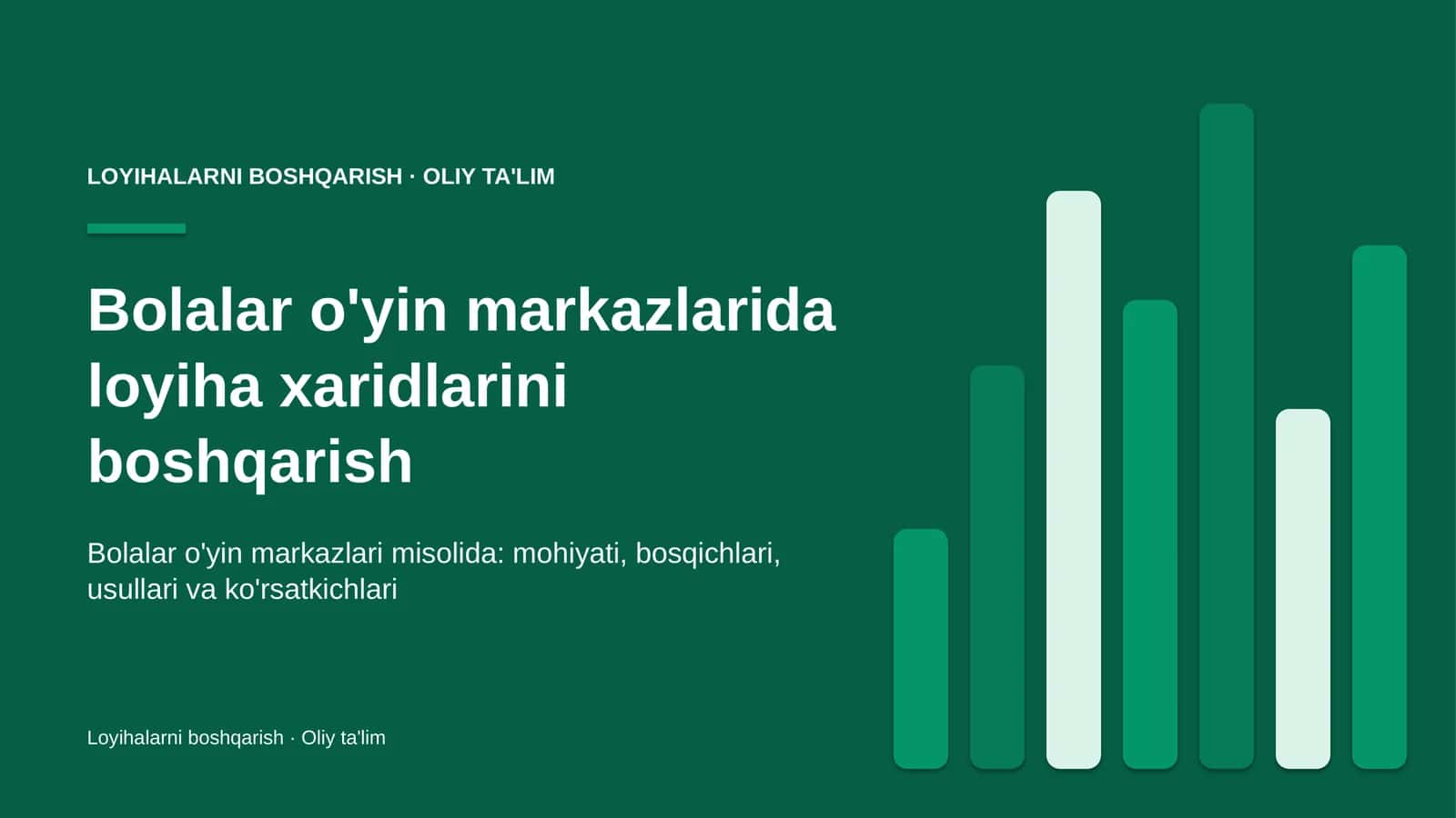Bolalar o'yin markazlarida loyiha xaridlarini boshqarish 1