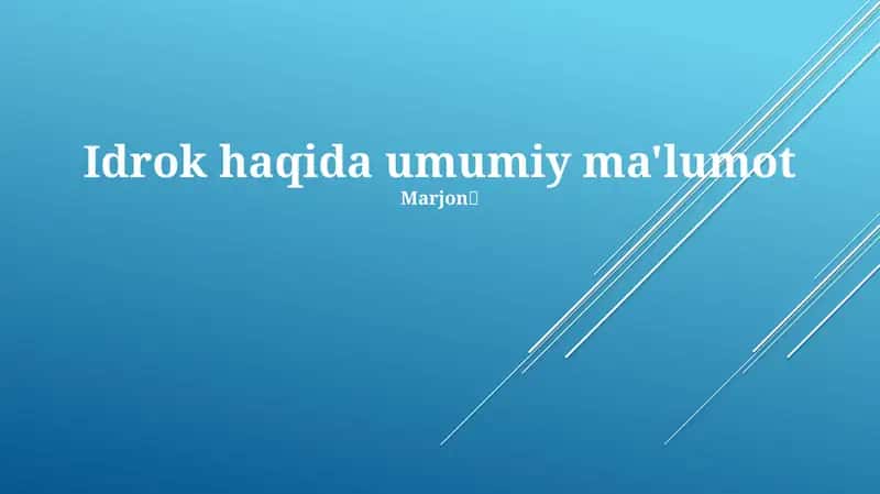 Idrok haqida umumiy ma'lumot 1