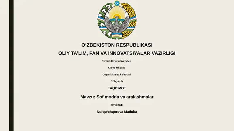 Sof modda va aralashmalar 1