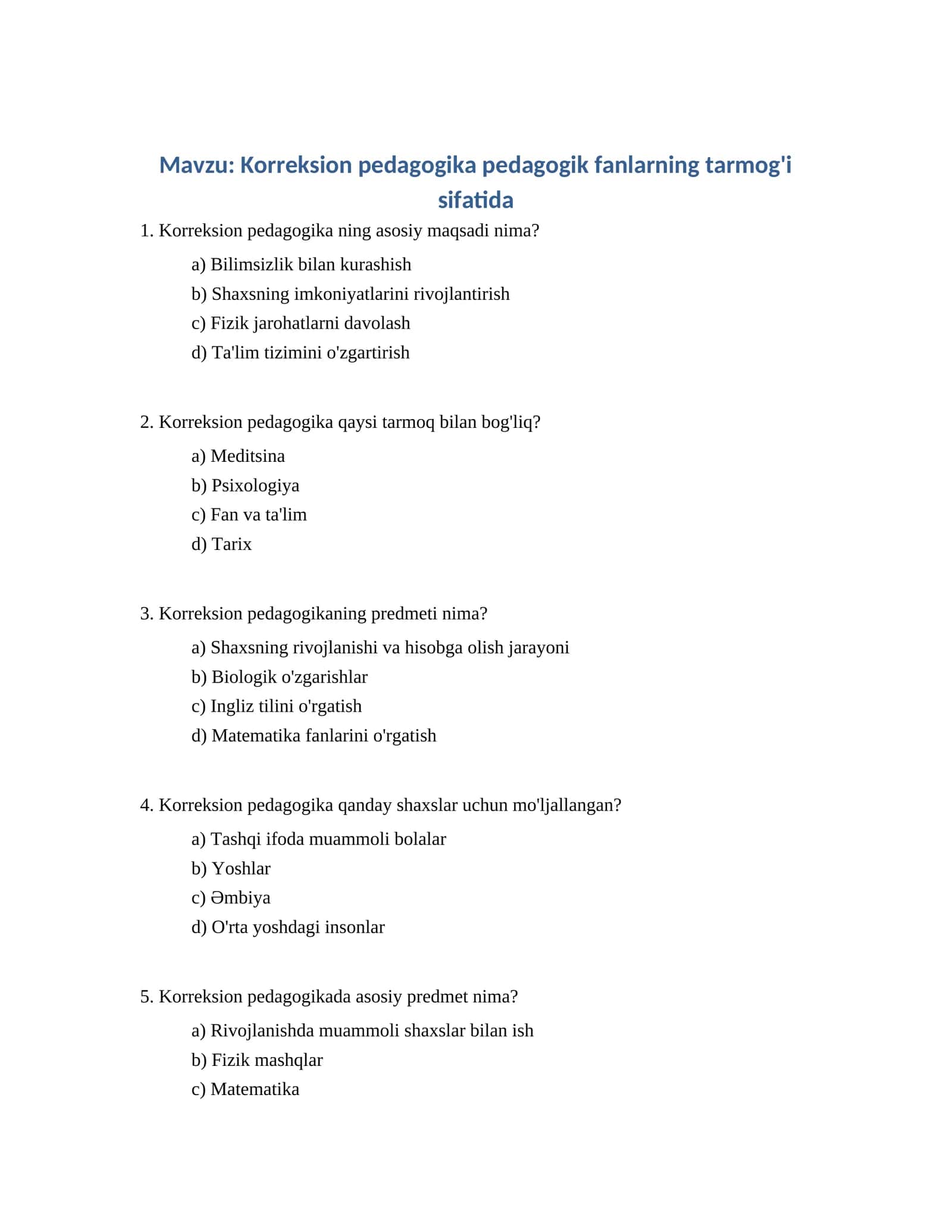 Korreksion pedagogika pedagogik fanlarning tarmog'i sifatida 1