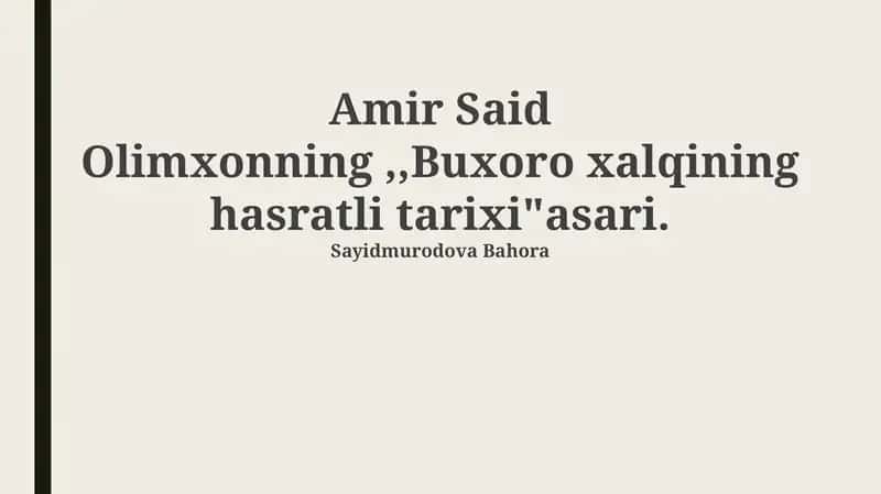 Buxoro xalqining hasratli tarixi 1